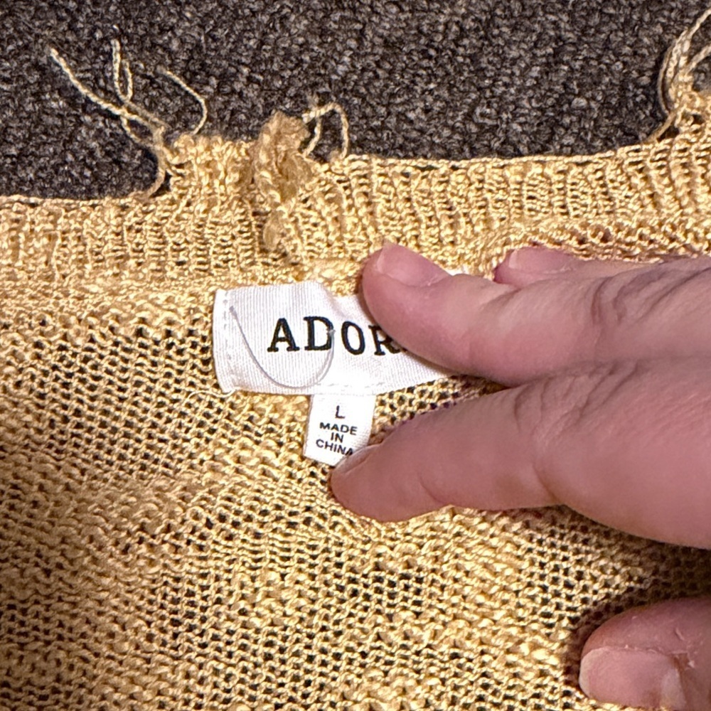 ADORA Mustard V-Neck Sweater with White Stars - Picture 5 of 10